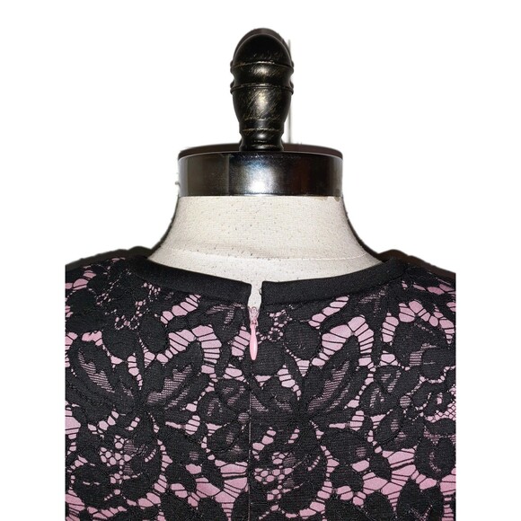 TOMMY HILFIGER Size 10 Sheath Dress Pink Black Floral Lace Sleeveless - Picture 6 of 7